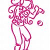 Swirly Baseball Girls Outline 10 Machine Embroidery Designs - Image 6