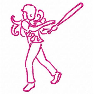 Swirly Baseball Girls Outline 10 Machine Embroidery Designs