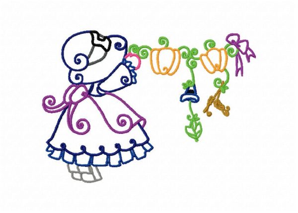 Curly Thanksgiving Sunbonnets 10 Embroidery Designs