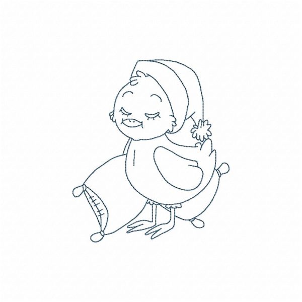 Bluework Sleeping Time Chicks Machine Embroidery Designs