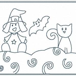 Bluework Halloween Borders 10 Machine Embroidery Designs in 3 sizes for 30 files