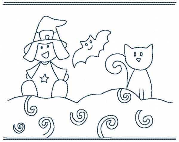 Bluework Halloween Borders 10 Machine Embroidery Designs in 3 sizes for 30 files