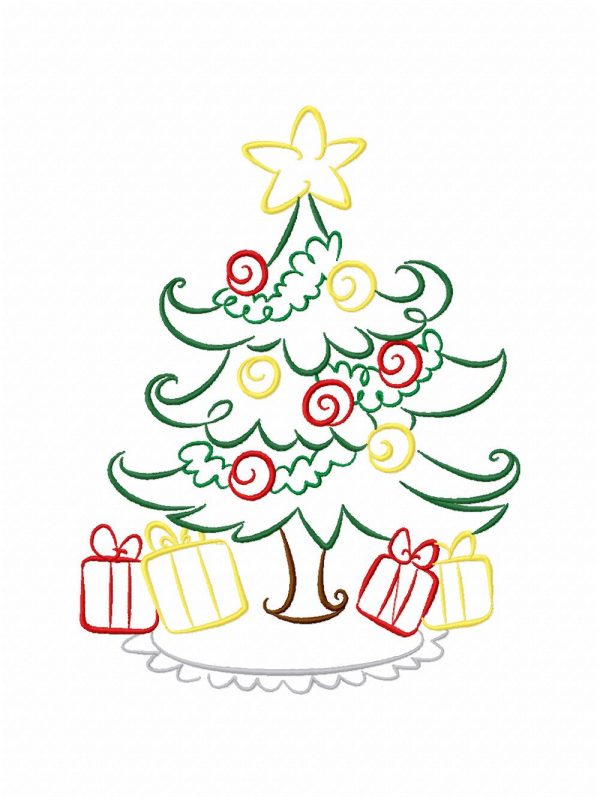 Art Deco Christmas Time 10 Machine Embroidery Designs in 3 sizes Colorline
