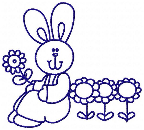 Bluework Easter Bunny 10 Machine Embroidery Designs