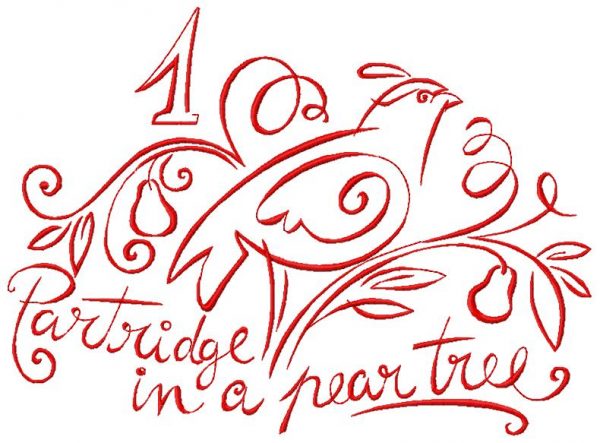 Art Deco 12 days of Christmas Machine Embroidery Designs in 7 sizes