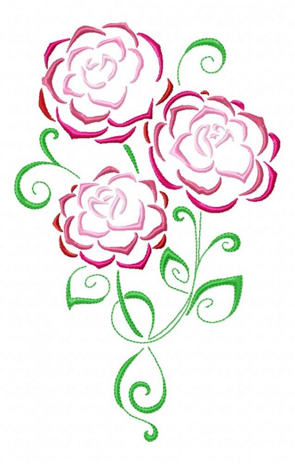 Art Deco Camellias 10 Machine Embroidery Designs CD in 4 sizes Satin Outline
