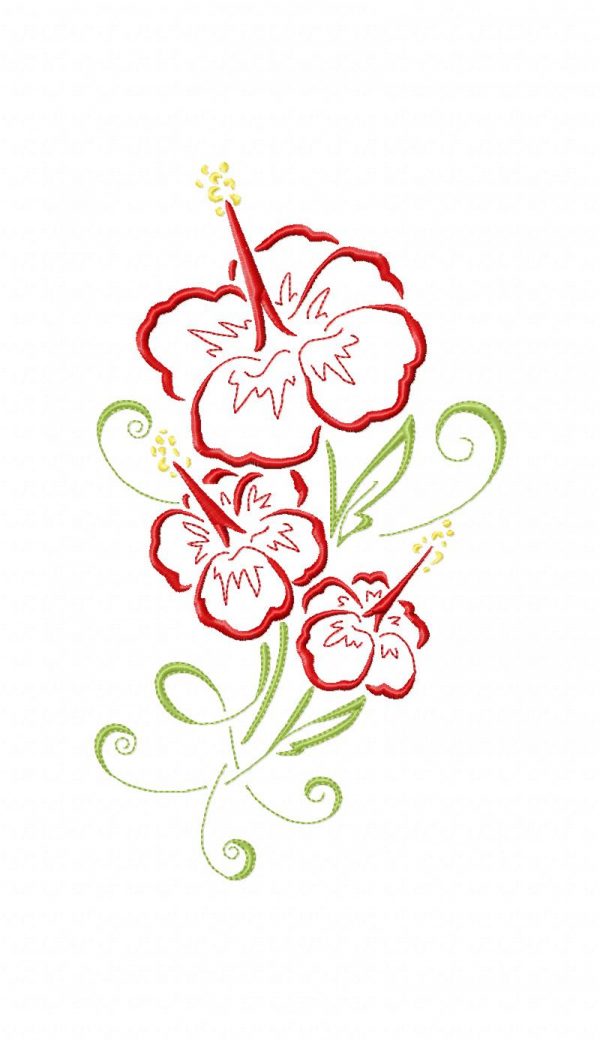 Art Deco Hawaiian Flowers 10 Machine Embroidery Designs in 4 sizes
