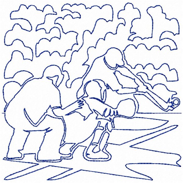 Continuous Line Baseball 12 Machine Embroidery Designs