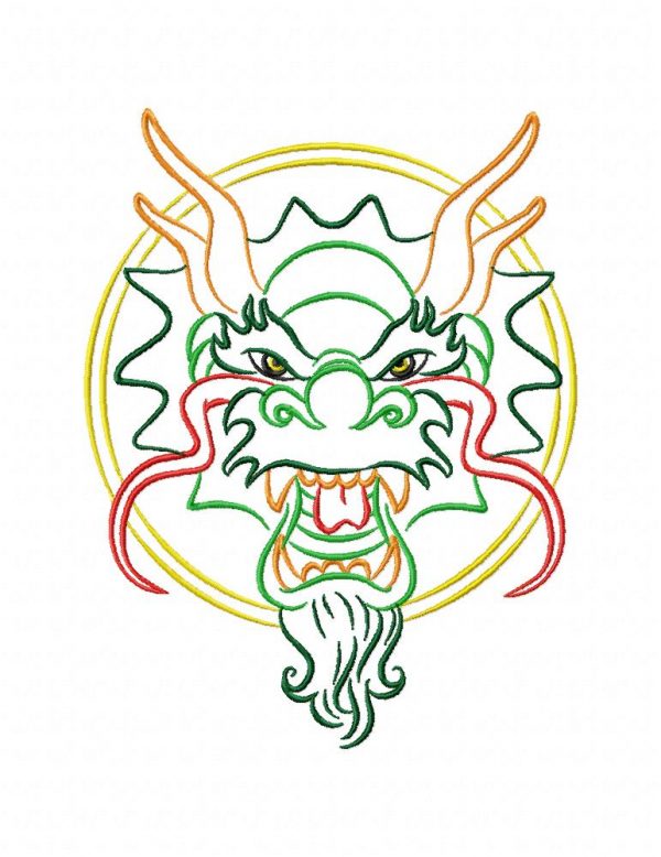 Color Outline Dragon 10 Machine Embroidery Designs Satin Outline