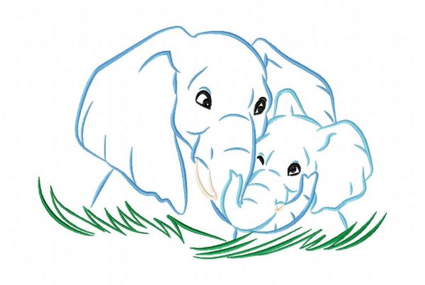 Color Outline Elephants 10 Embroidery Designs
