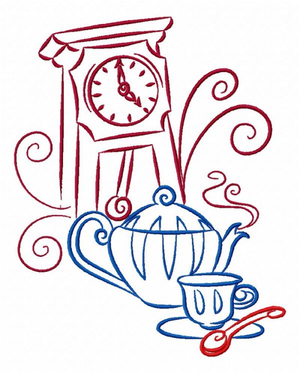 Color Outline Tea Time 10 Machine Embroidery Designs