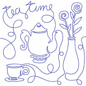 Free Motion Tea Time 12 Machine Embroidery Designs