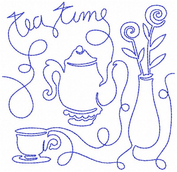 Free Motion Tea Time 12 Machine Embroidery Designs